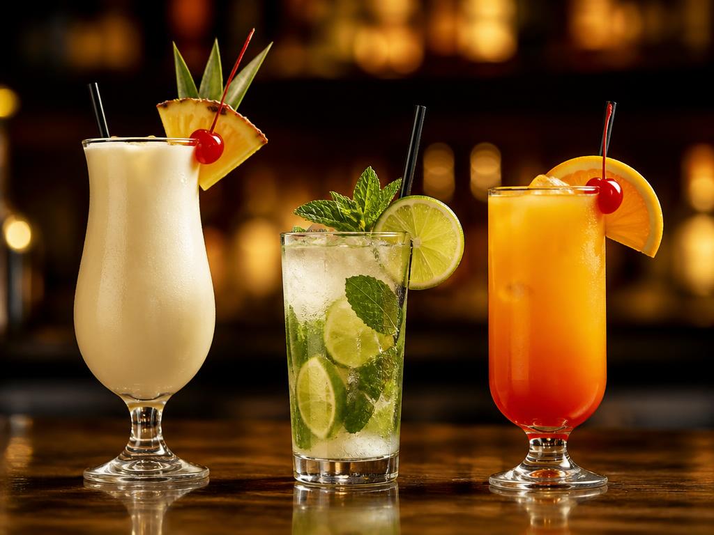 Cócteles tropicales del bar